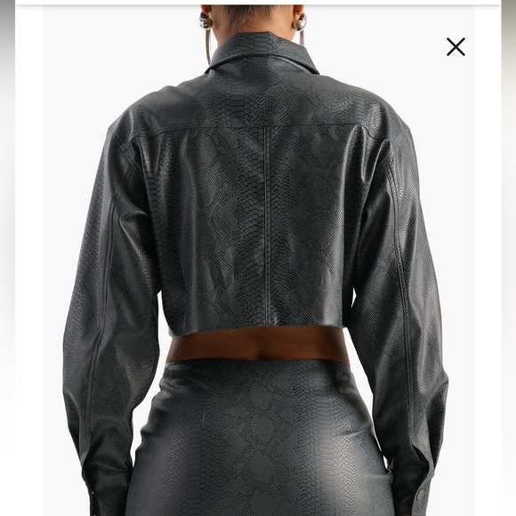 Naked Wardrobe Snakeskin Embossed Faux Leather Crop Cargo Jacket + High Trouser - Picture 6 of 13